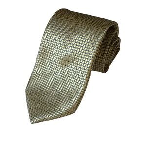 Haines & Bonner mens gold blue geo pattern 100% silk neck tie EUC